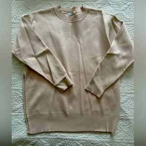 Sandro Pearl Trim Sweater - Sz 0 - Color Cream